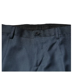 Blue Wool Tapered Formal Dress Pants