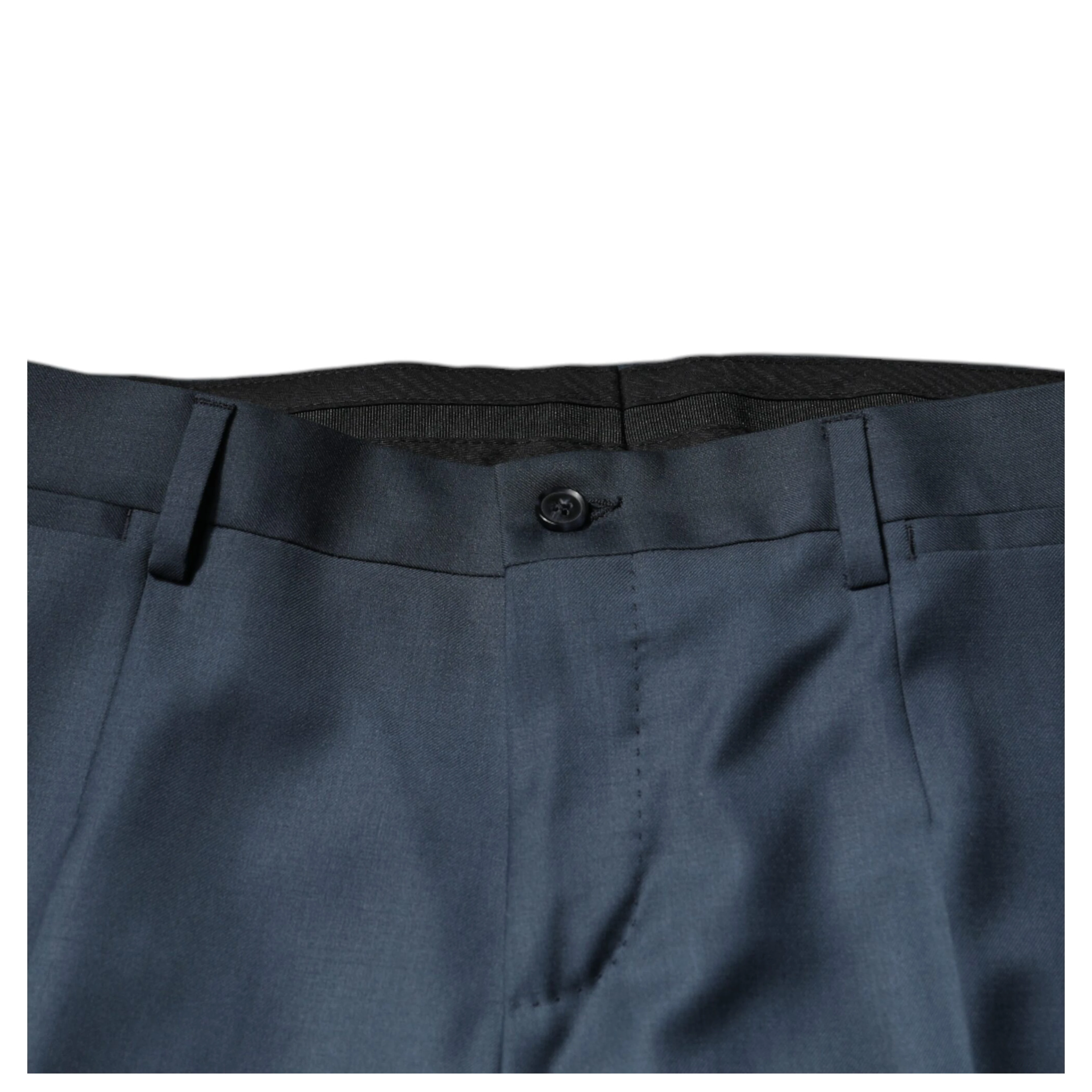 Blue Wool Tapered Formal Dress Pants