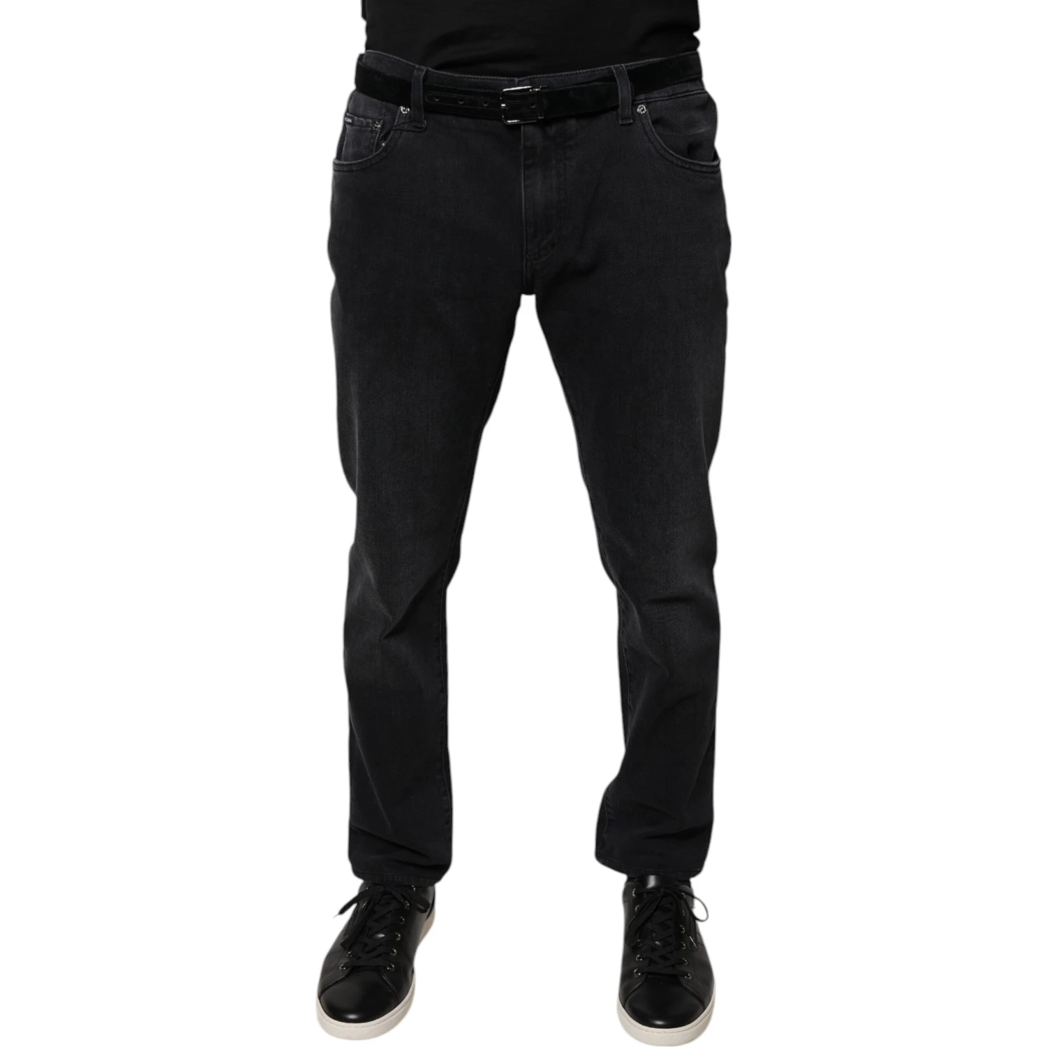 Black Logo Cotton Stretch Skinny Denim Jeans