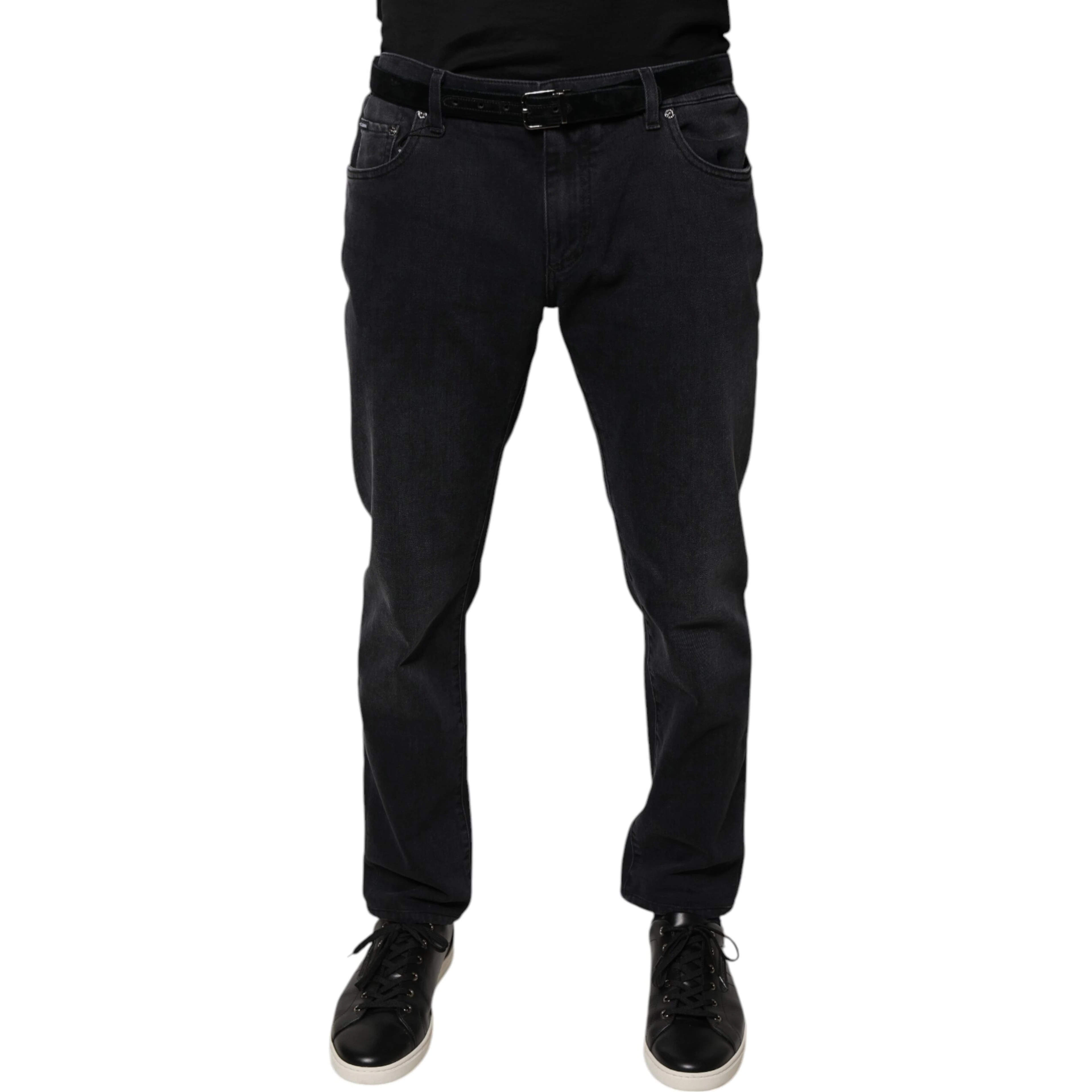 Black Logo Cotton Stretch Skinny Denim Jeans