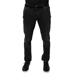 Black Logo Cotton Stretch Skinny Denim Jeans