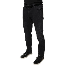 Black Logo Cotton Stretch Skinny Denim Jeans