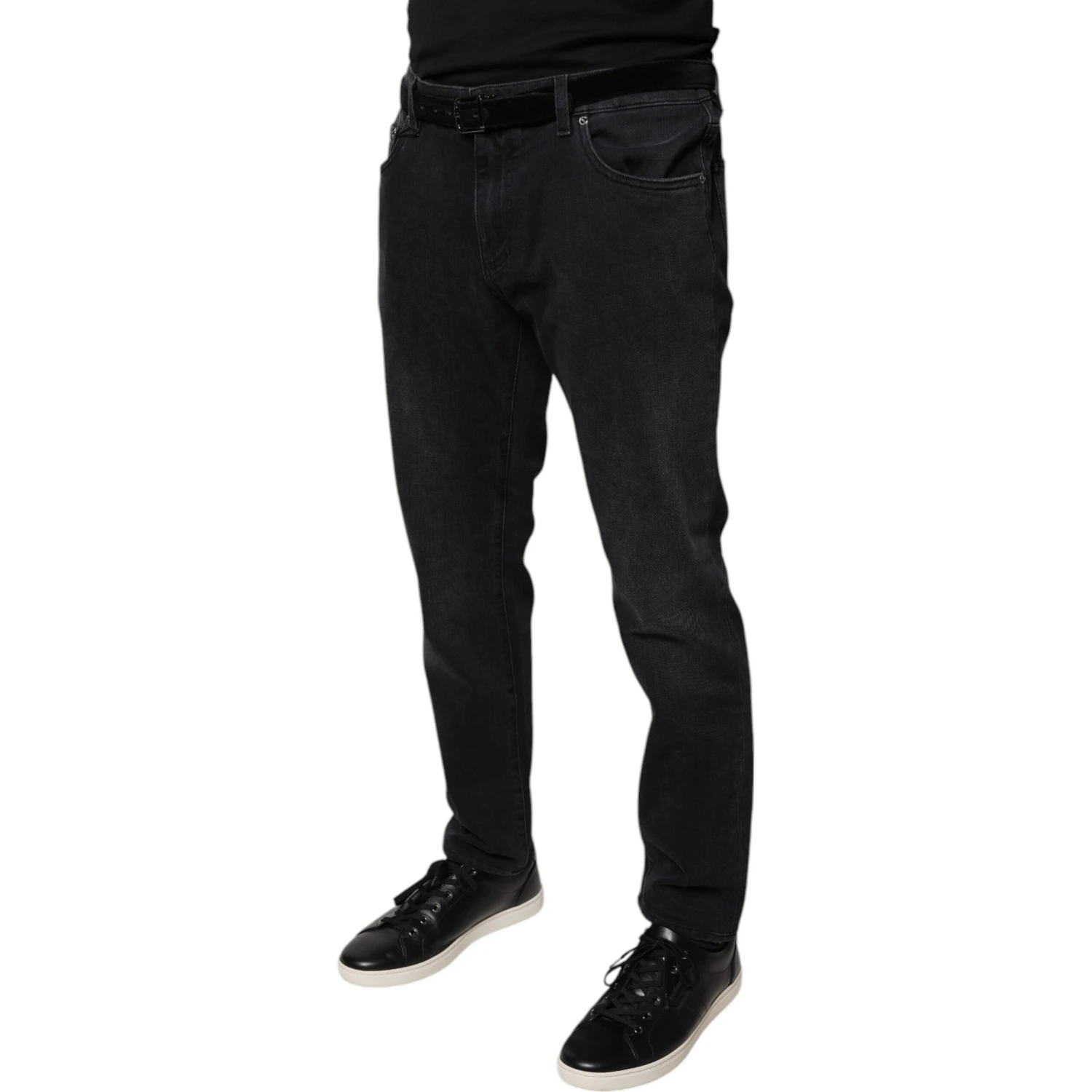 Black Logo Cotton Stretch Skinny Denim Jeans