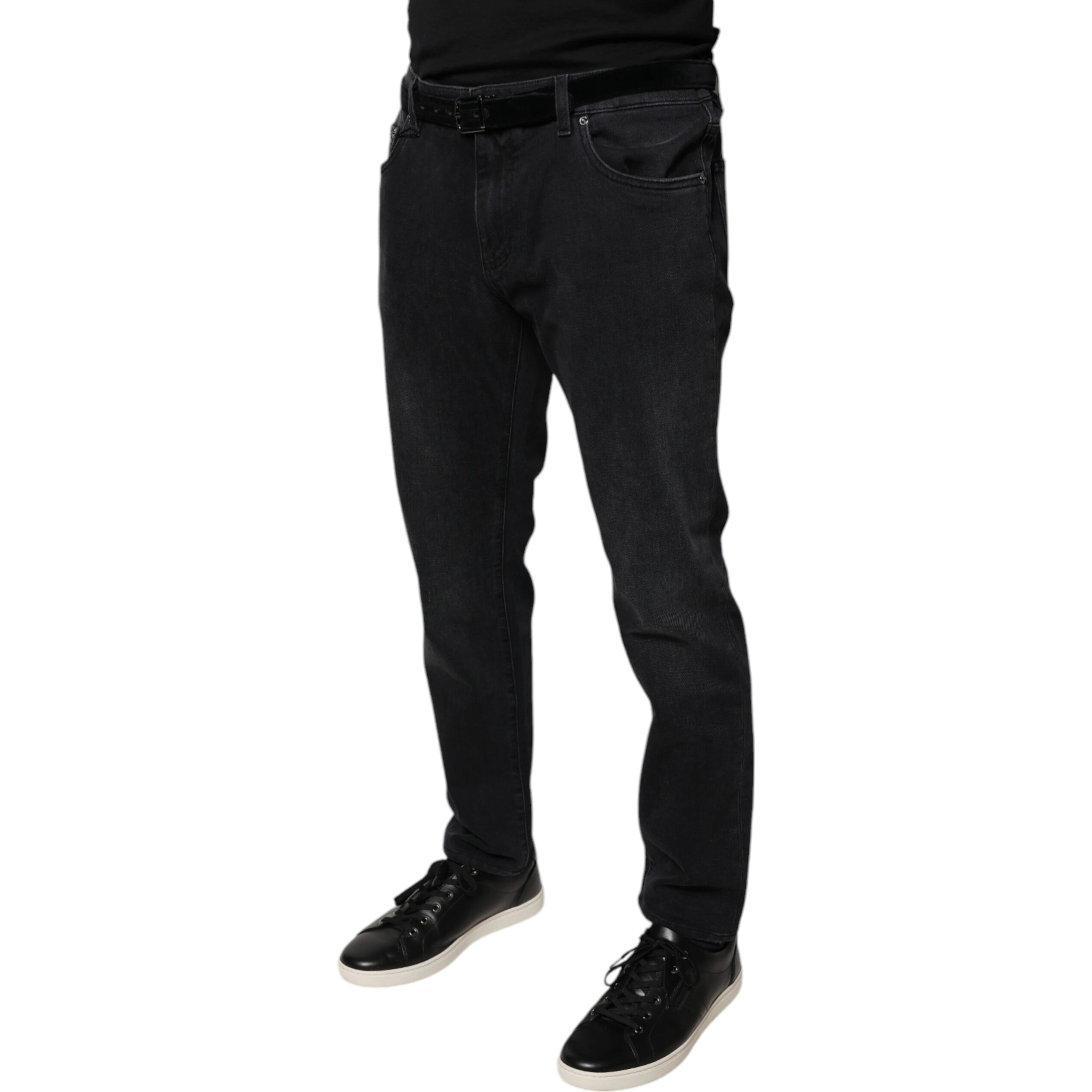 Black Logo Cotton Stretch Skinny Denim Jeans