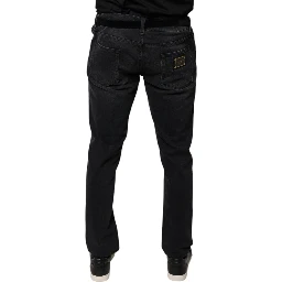 Black Logo Cotton Stretch Skinny Denim Jeans