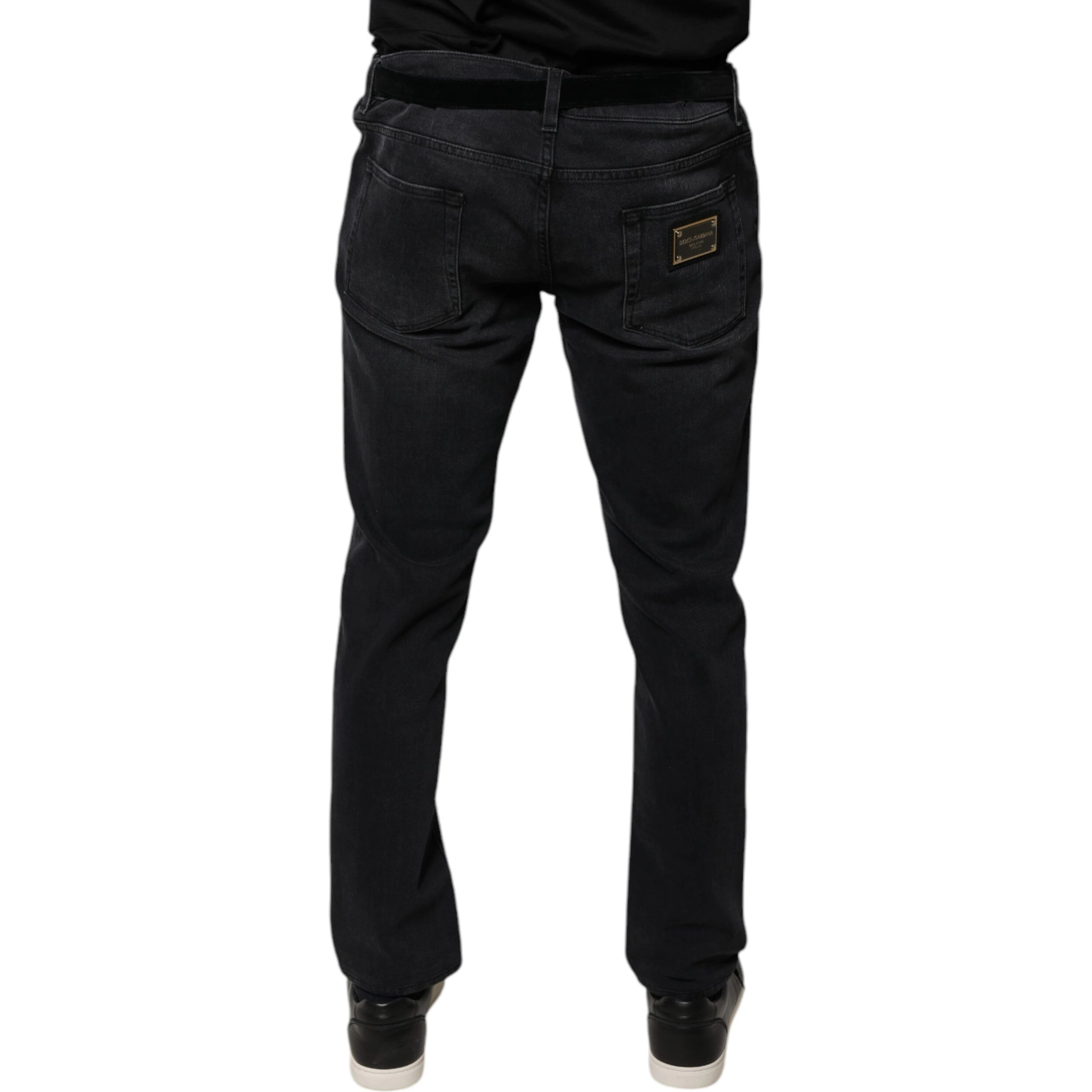 Black Logo Cotton Stretch Skinny Denim Jeans