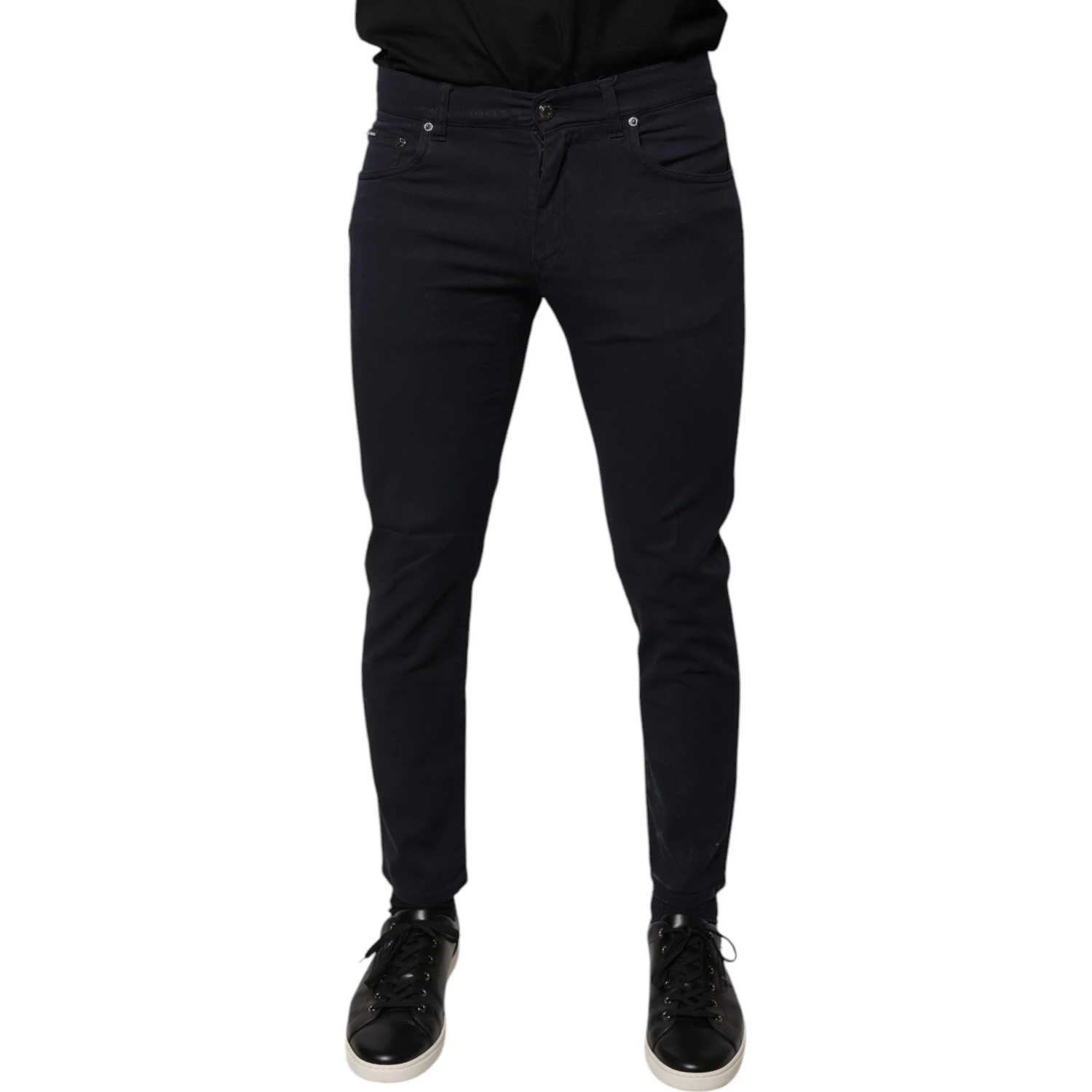 Black Logo Cotton Stretch Skinny Denim Jeans