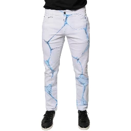 White Blue Cotton Stretch Skinny Denim Jeans