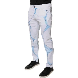 White Blue Cotton Stretch Skinny Denim Jeans
