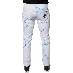 White Blue Cotton Stretch Skinny Denim Jeans