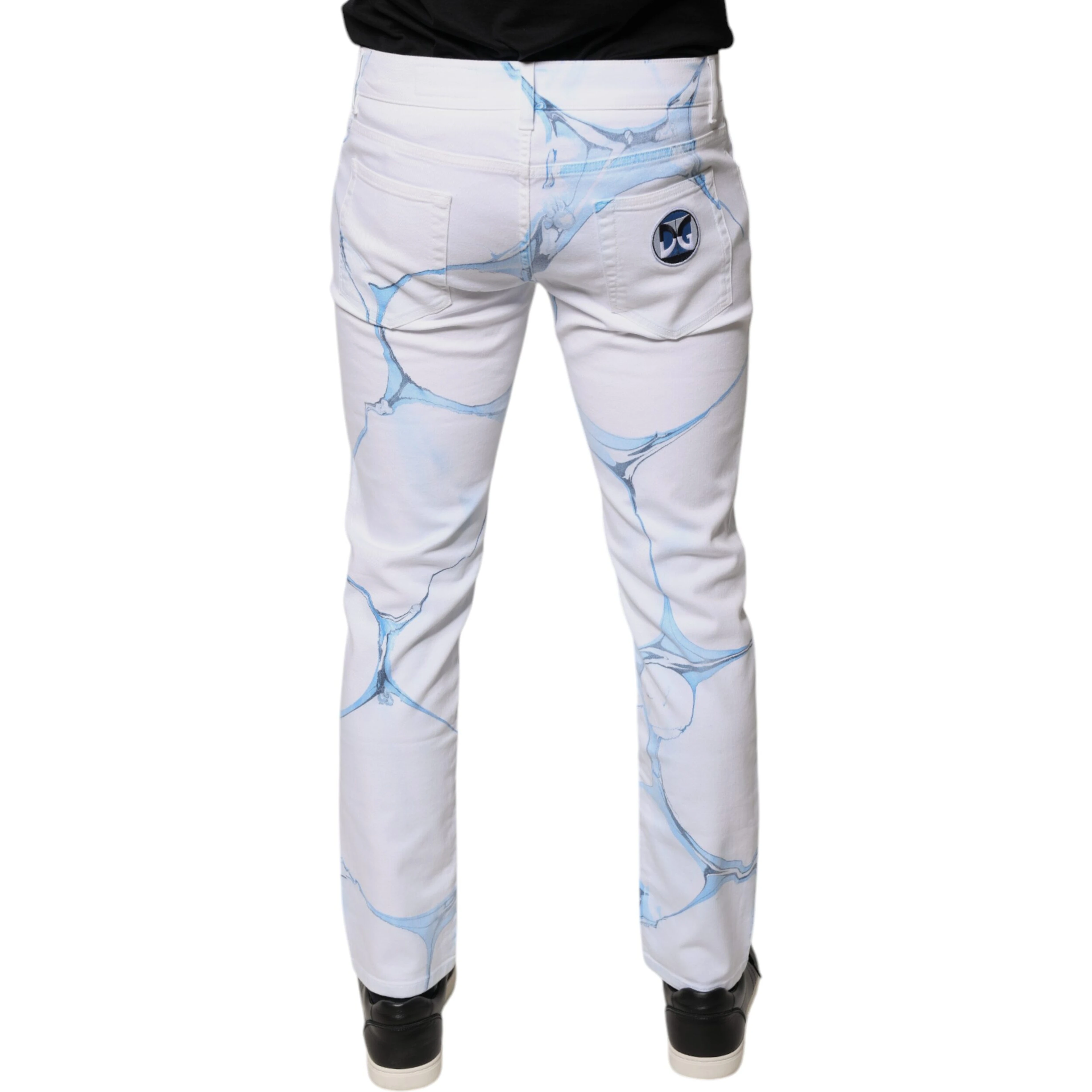 White Blue Cotton Stretch Skinny Denim Jeans