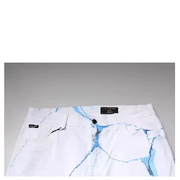 White Blue Cotton Stretch Skinny Denim Jeans