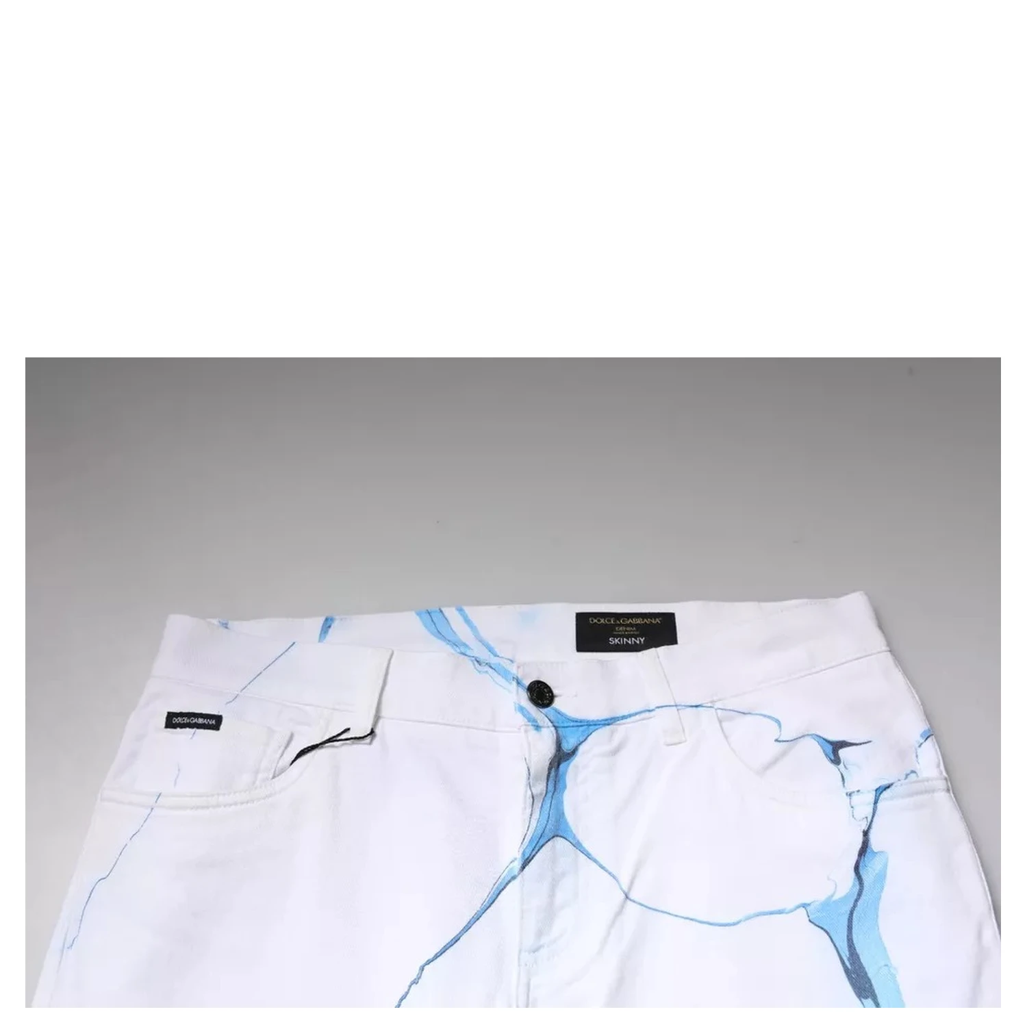 White Blue Cotton Stretch Skinny Denim Jeans