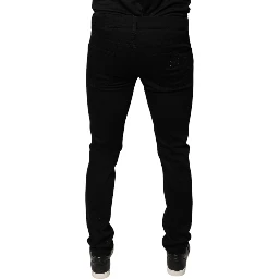 Black DG Crown Logo Cotton Skinny Denim Jeans