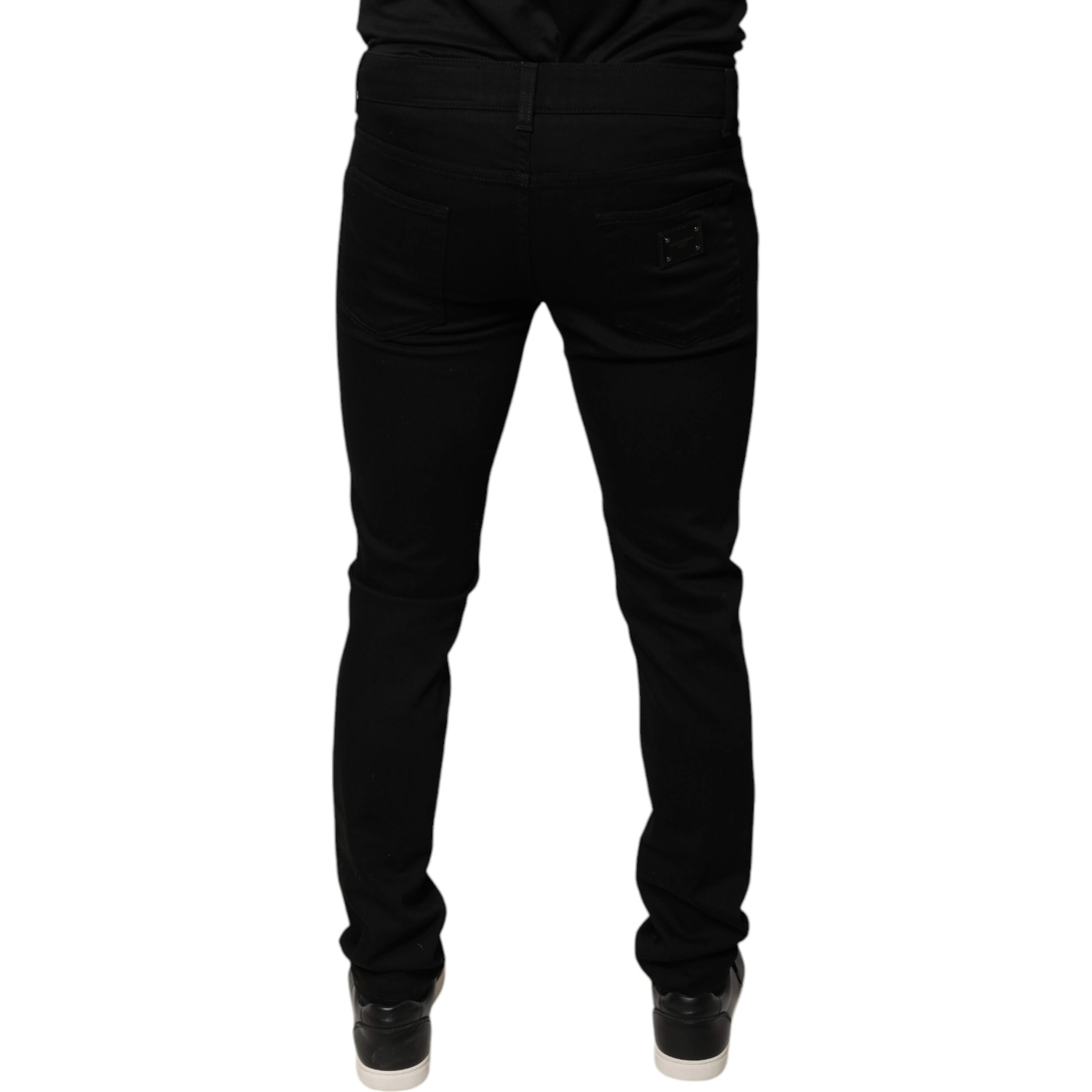Black DG Crown Logo Cotton Skinny Denim Jeans