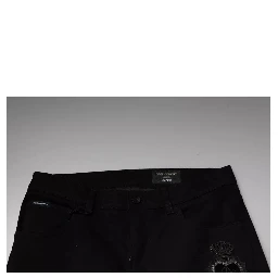 Black DG Crown Logo Cotton Skinny Denim Jeans