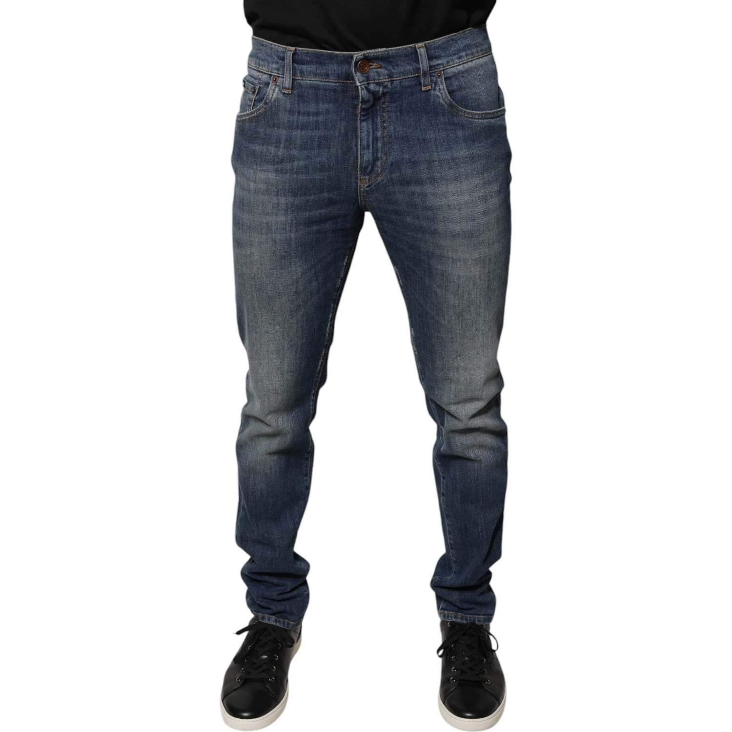 Blue DG Crown Logo Cotton Skinny Denim Jeans