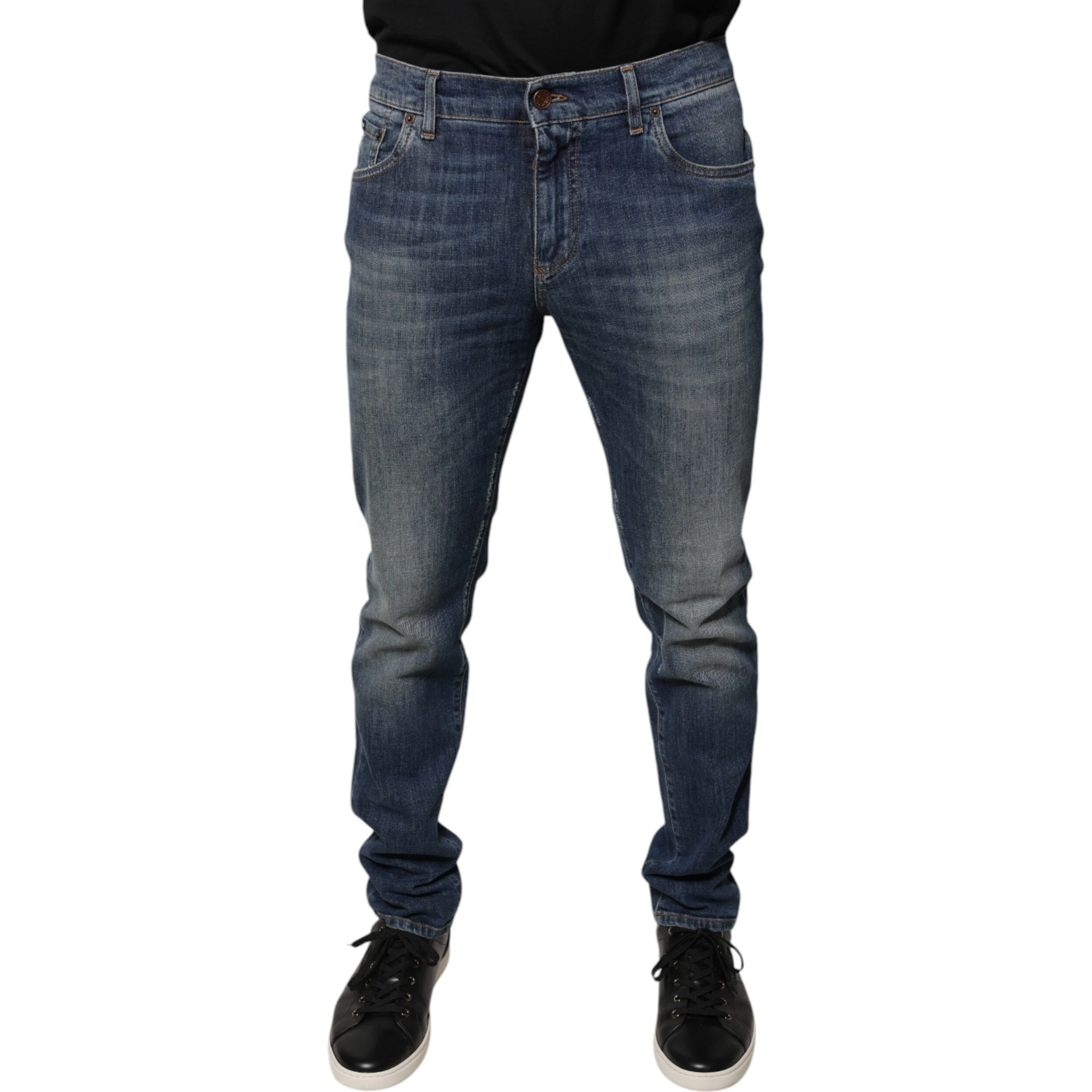 Blue DG Crown Logo Cotton Skinny Denim Jeans