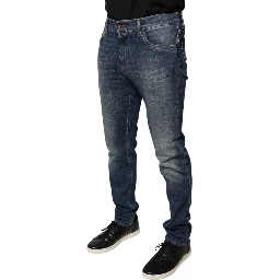 Blue DG Crown Logo Cotton Skinny Denim Jeans