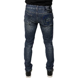 Blue DG Crown Logo Cotton Skinny Denim Jeans