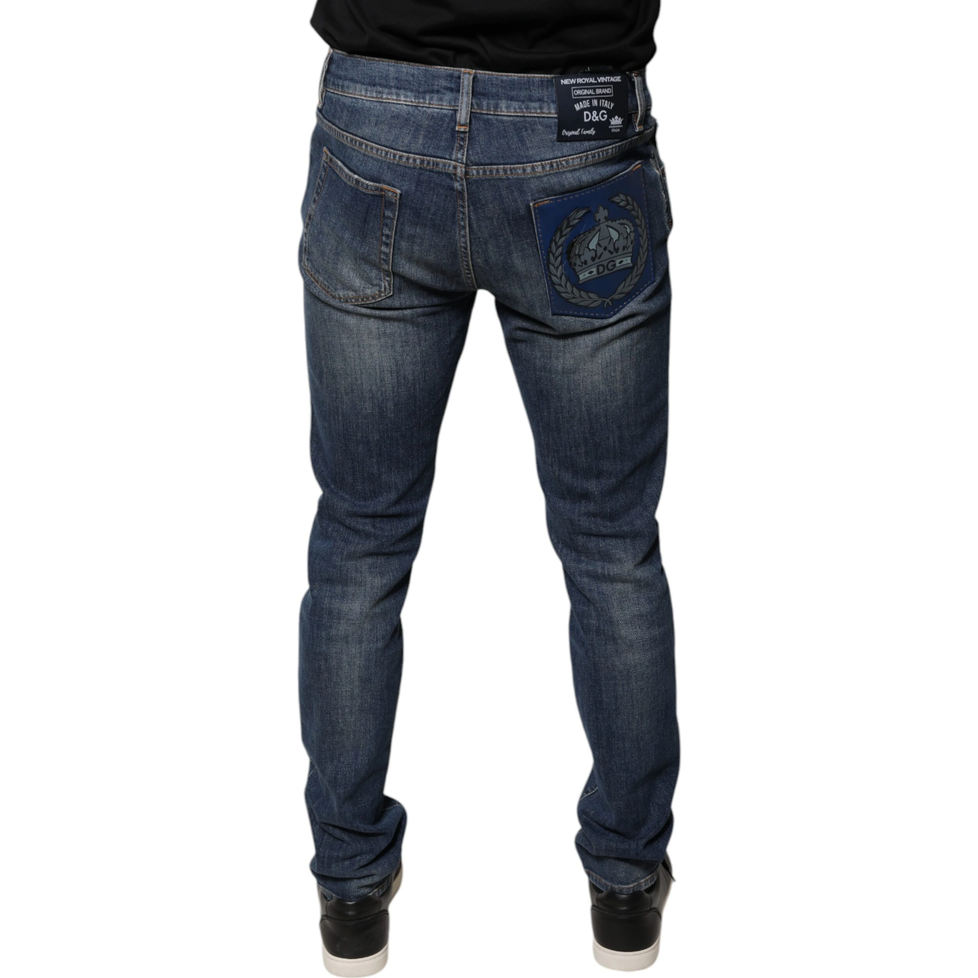 Blue DG Crown Logo Cotton Skinny Denim Jeans