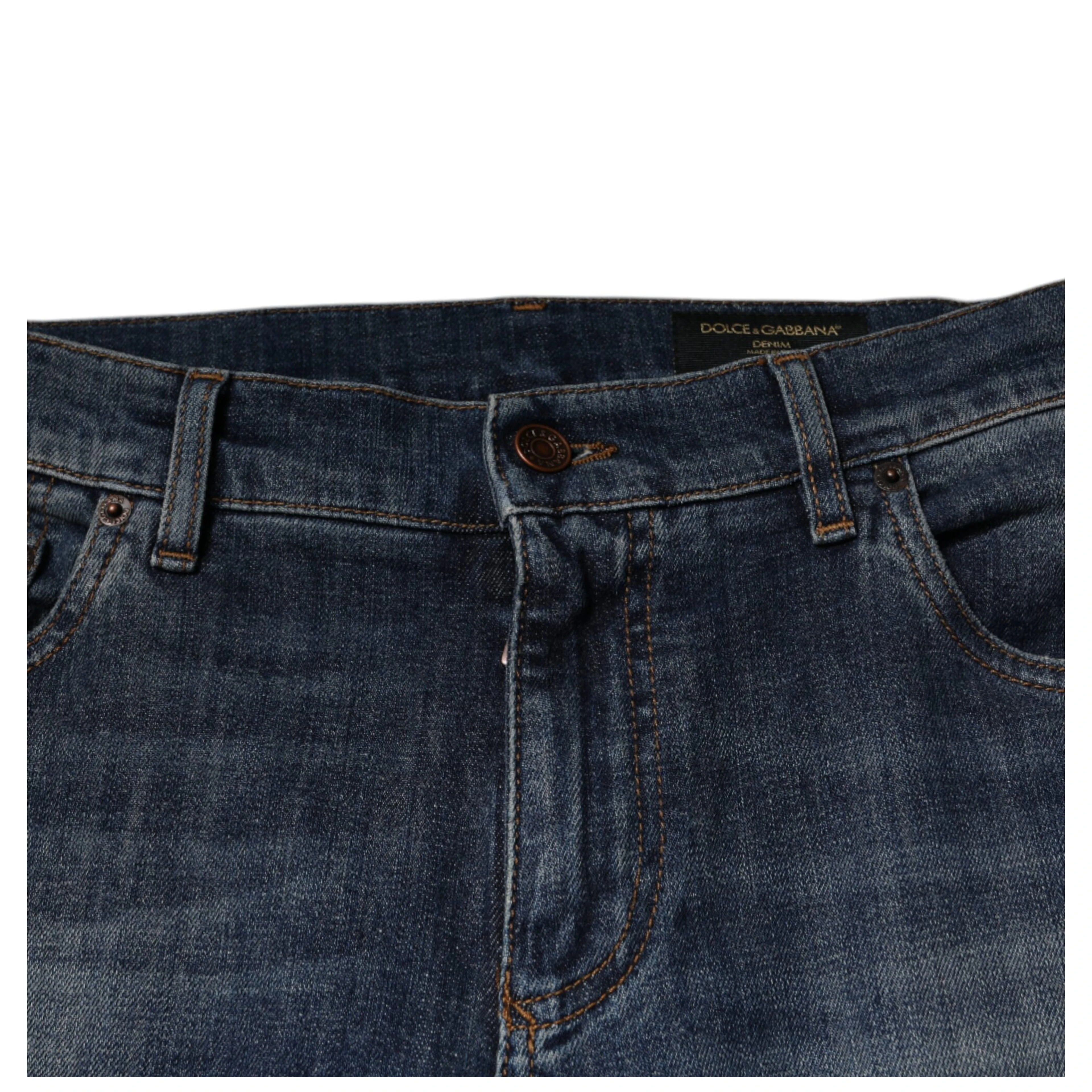 Blue DG Crown Logo Cotton Skinny Denim Jeans