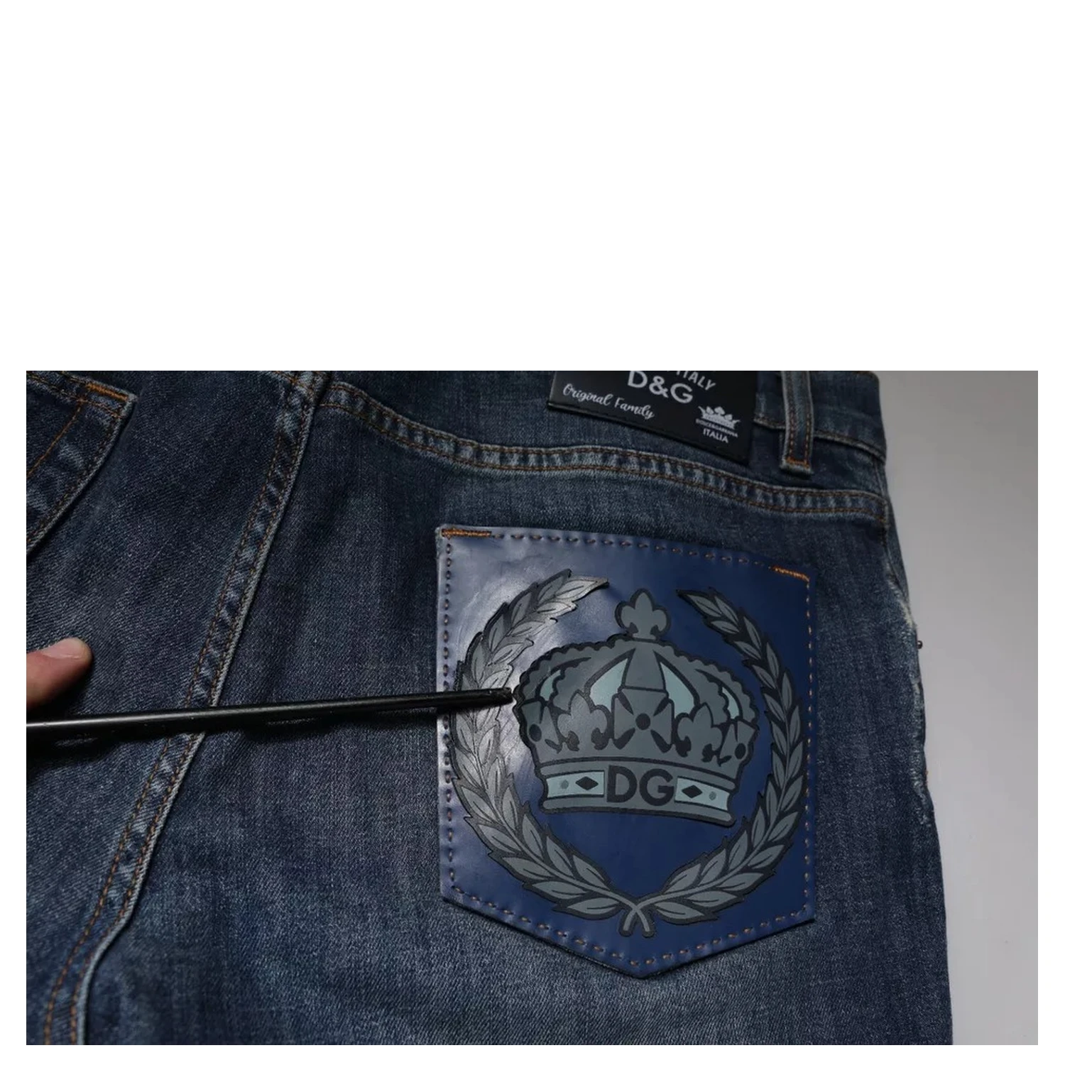 Blue DG Crown Logo Cotton Skinny Denim Jeans