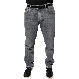 Gray Logo Cotton Stretch Skinny Denim Jeans
