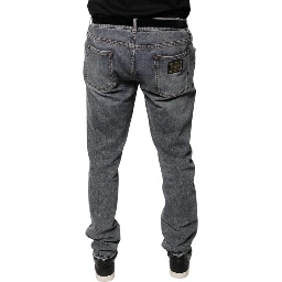 Gray Logo Cotton Stretch Skinny Denim Jeans