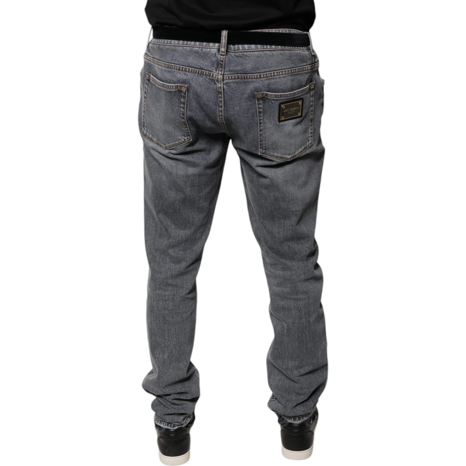 Gray Logo Cotton Stretch Skinny Denim Jeans