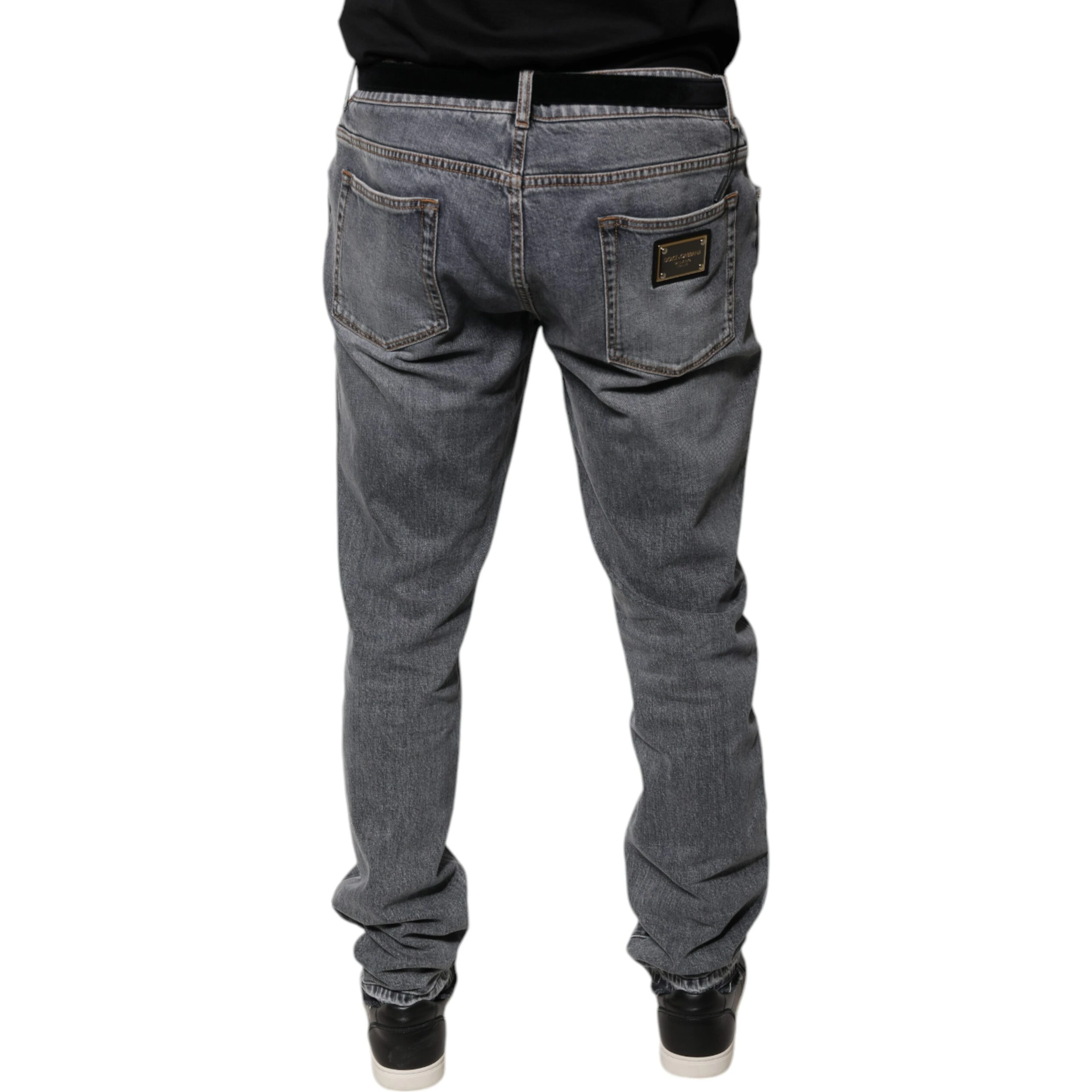 Gray Logo Cotton Stretch Skinny Denim Jeans