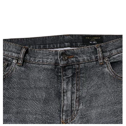 Gray Logo Cotton Stretch Skinny Denim Jeans