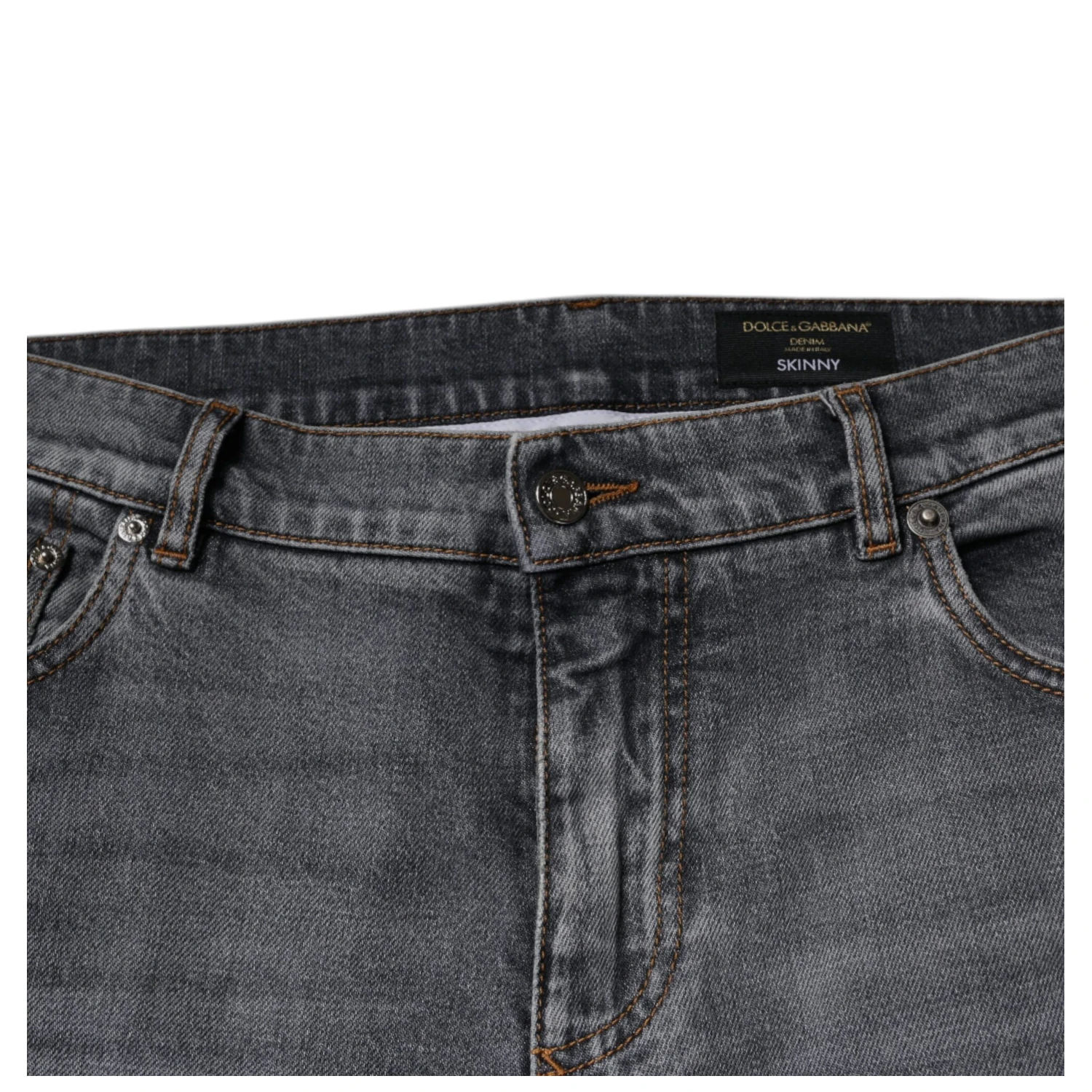Gray Logo Cotton Stretch Skinny Denim Jeans