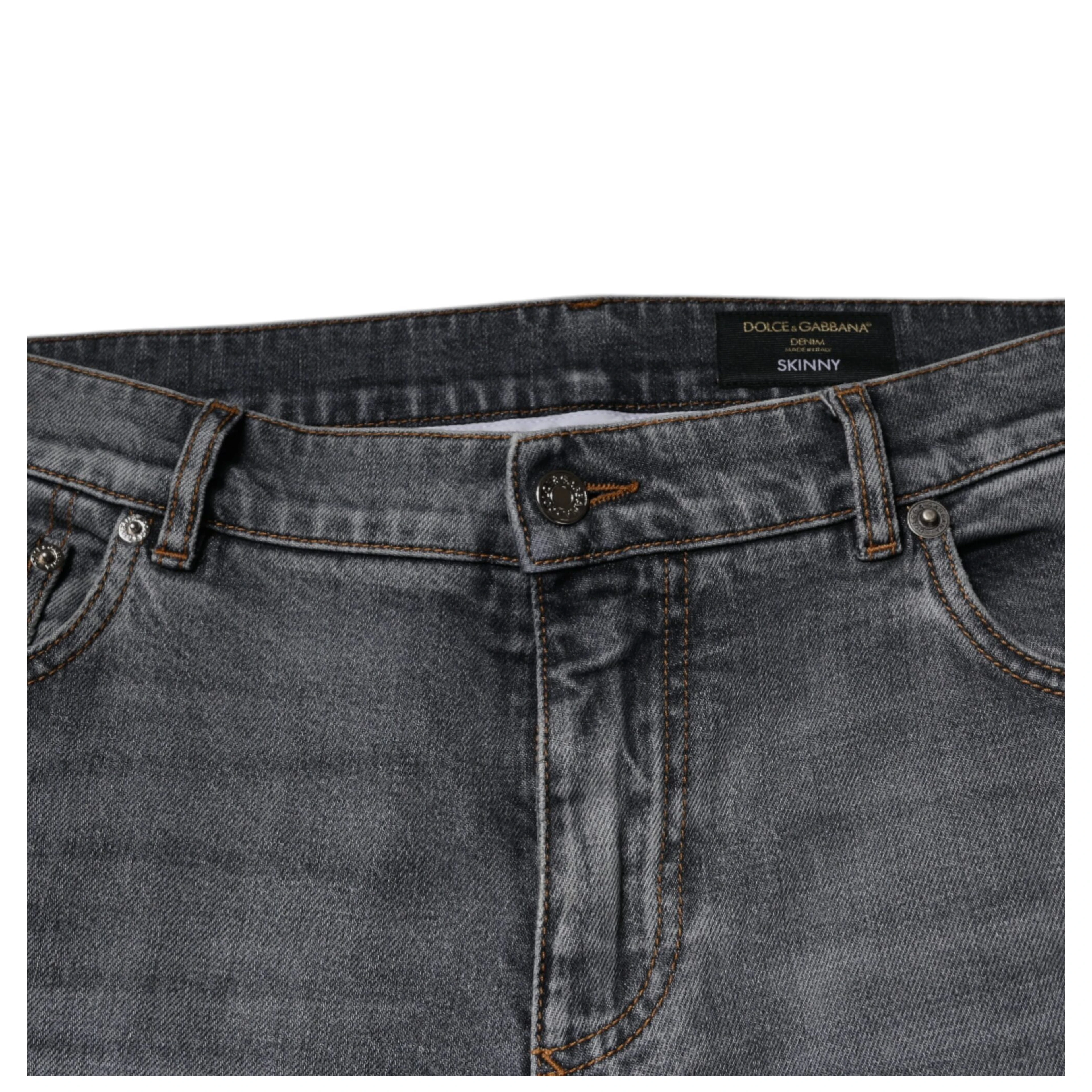 Gray Logo Cotton Stretch Skinny Denim Jeans