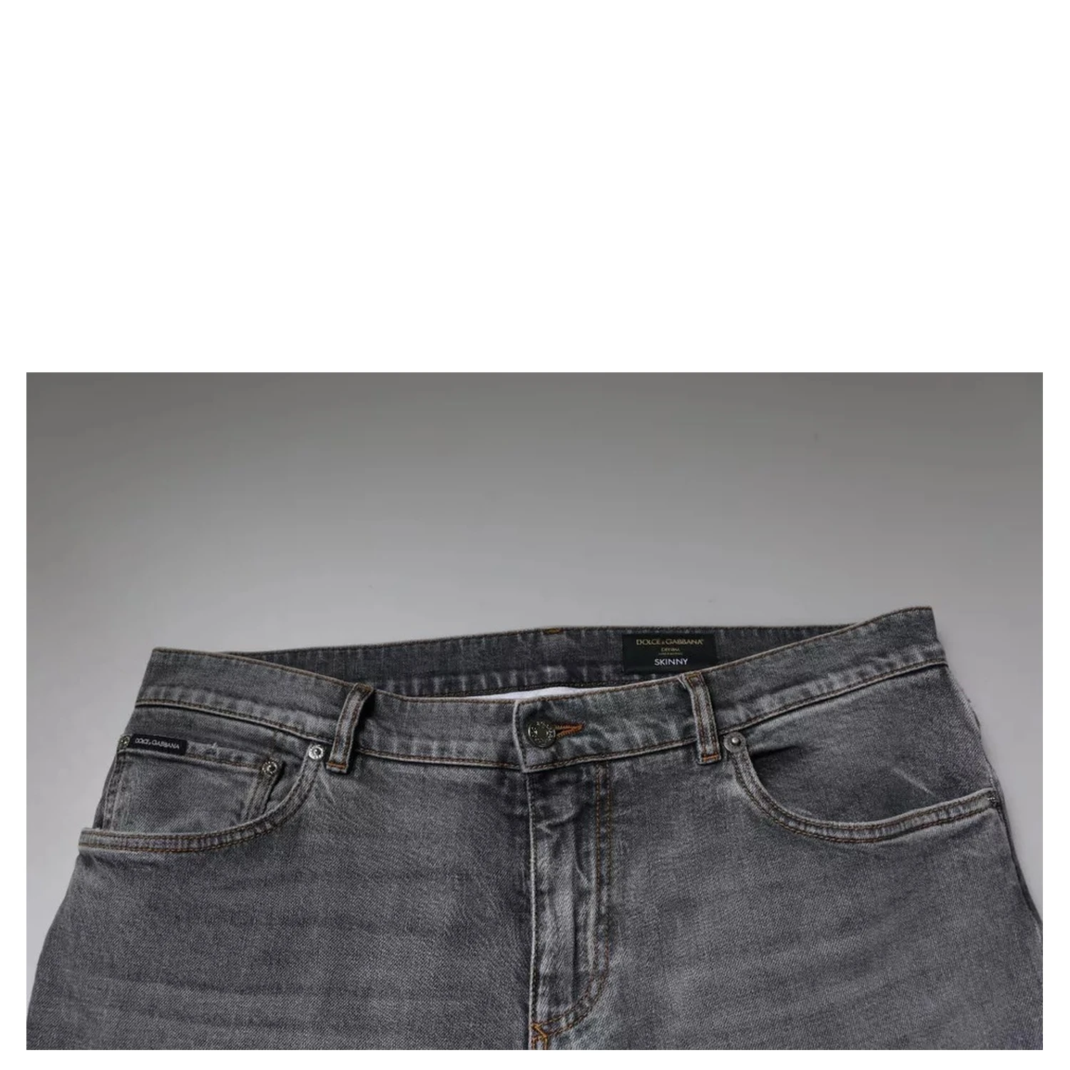 Gray Logo Cotton Stretch Skinny Denim Jeans