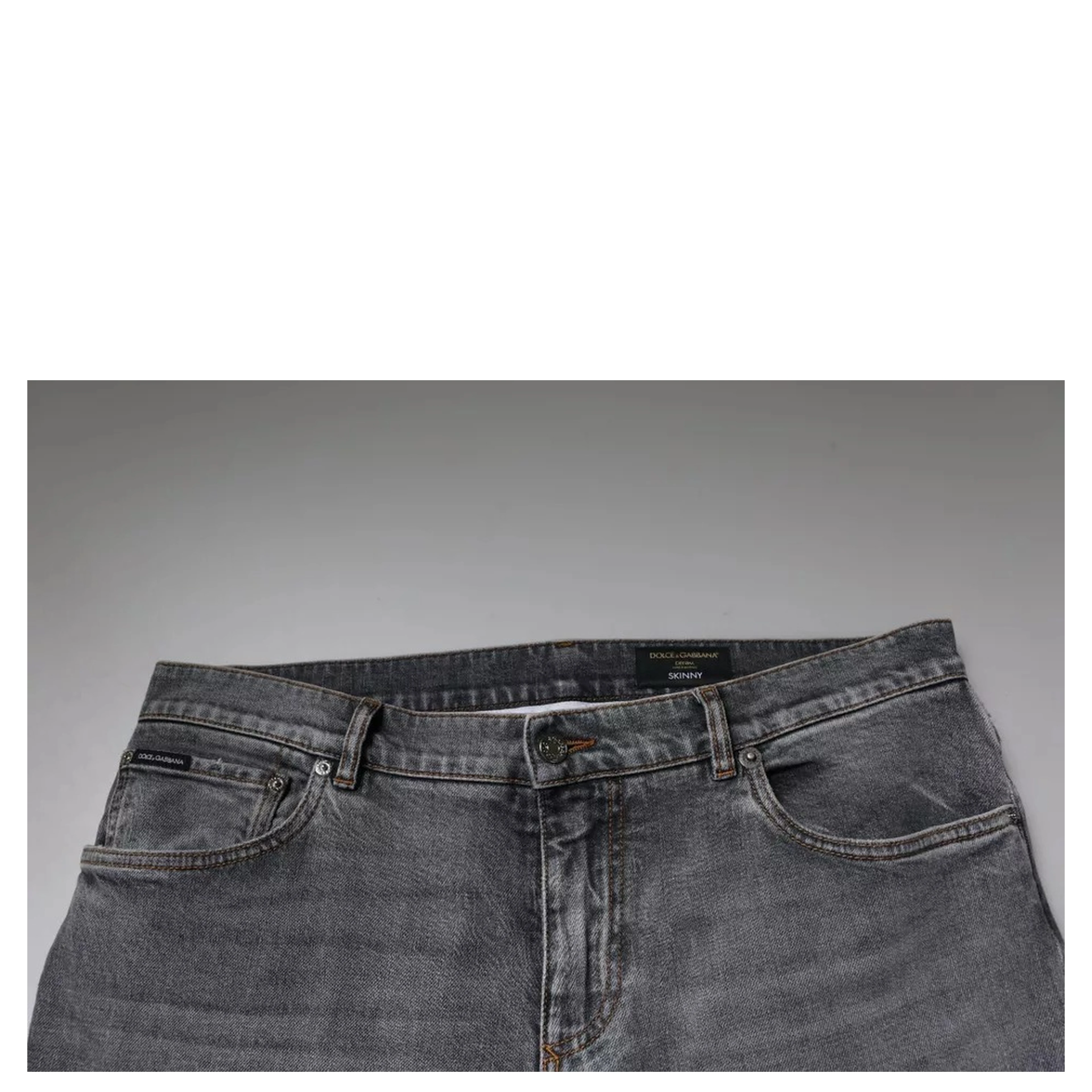 Gray Logo Cotton Stretch Skinny Denim Jeans