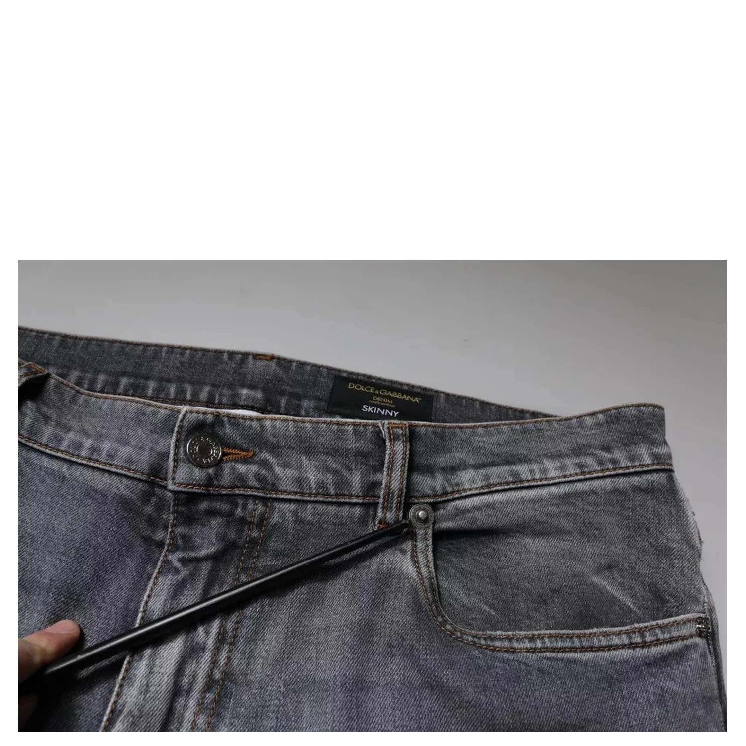 Gray Logo Cotton Stretch Skinny Denim Jeans