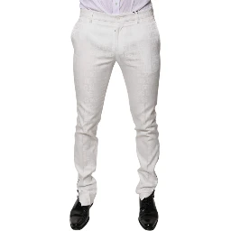 White Cotton Tapered Formal Dress Pants