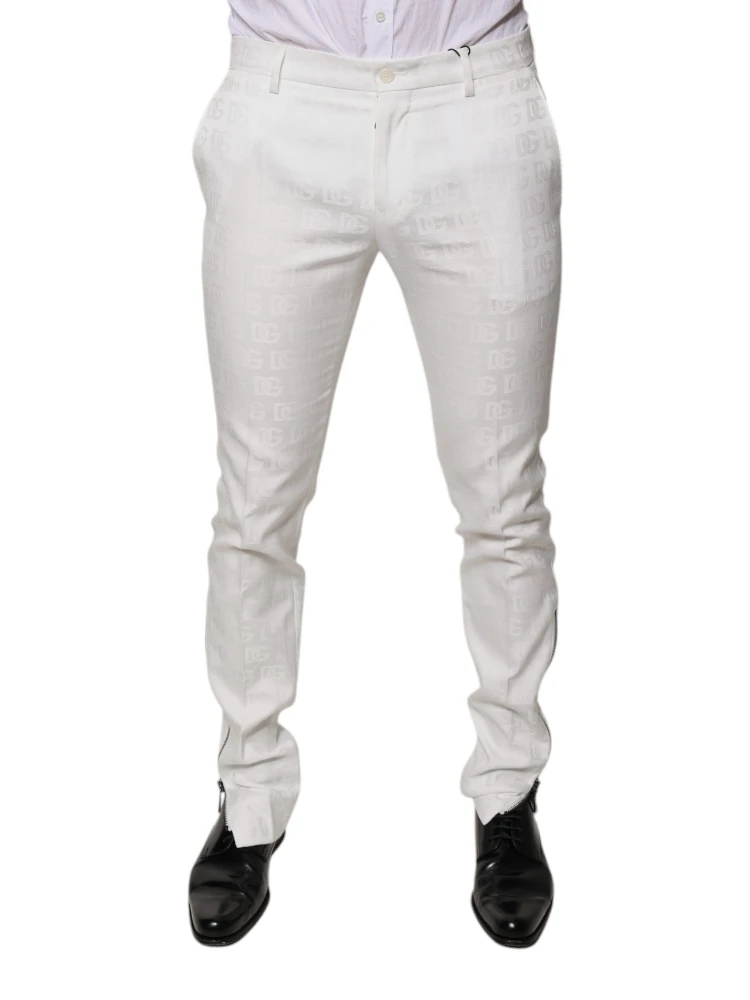 White Cotton Tapered Formal Dress Pants