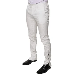 White Cotton Tapered Formal Dress Pants