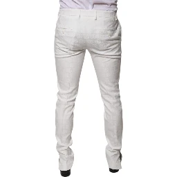 White Cotton Tapered Formal Dress Pants