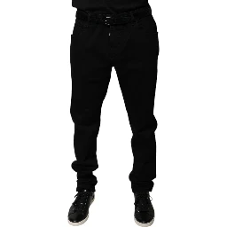 Black Logo Cotton Stretch Skinny Denim Jeans