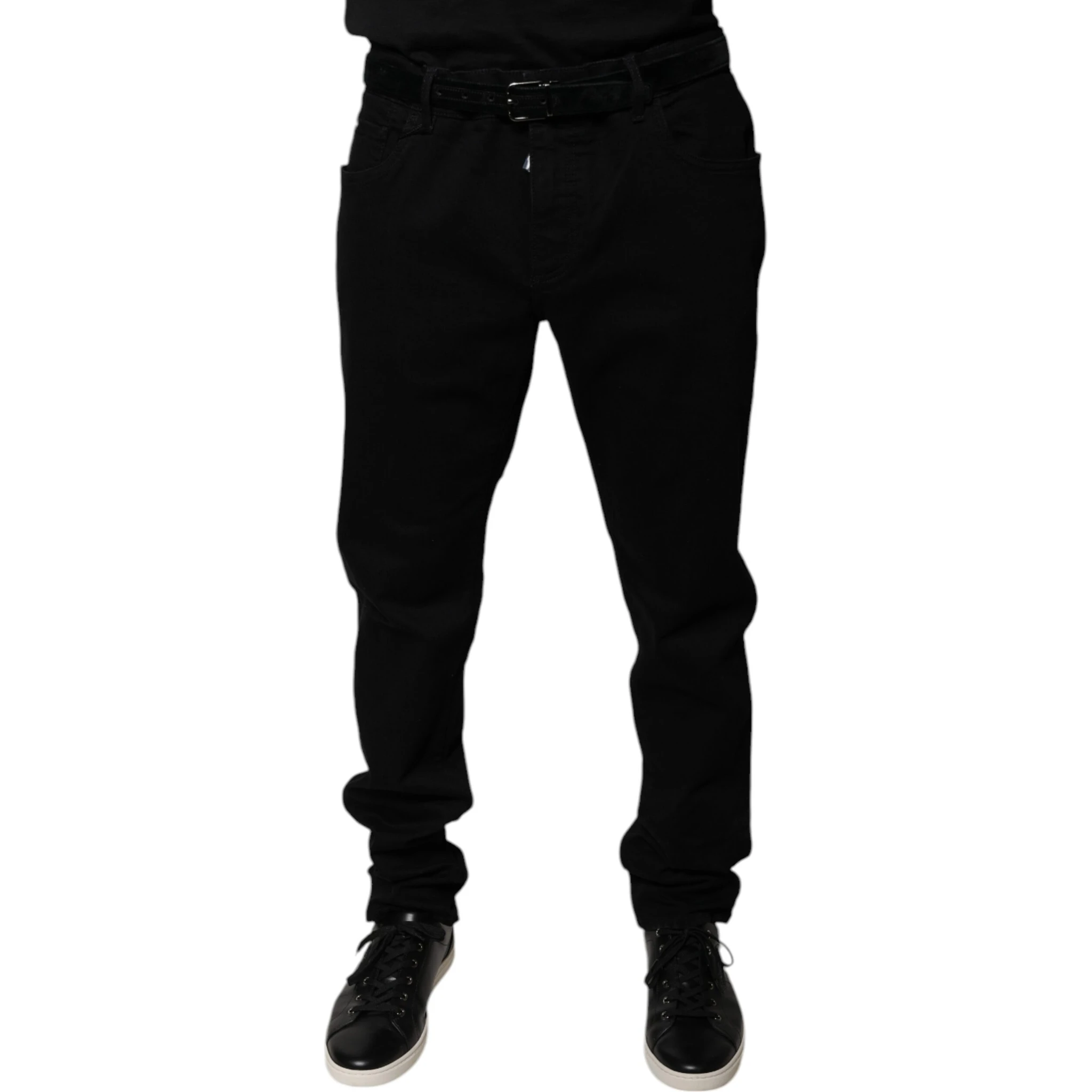 Black Logo Cotton Stretch Skinny Denim Jeans