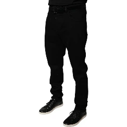 Black Logo Cotton Stretch Skinny Denim Jeans