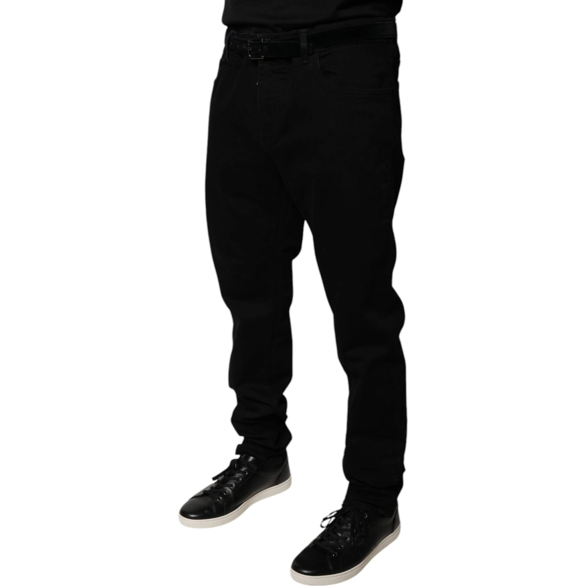 Black Logo Cotton Stretch Skinny Denim Jeans