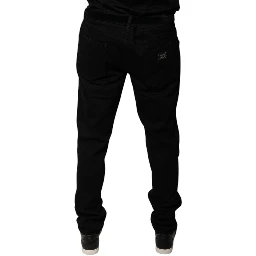 Black Logo Cotton Stretch Skinny Denim Jeans