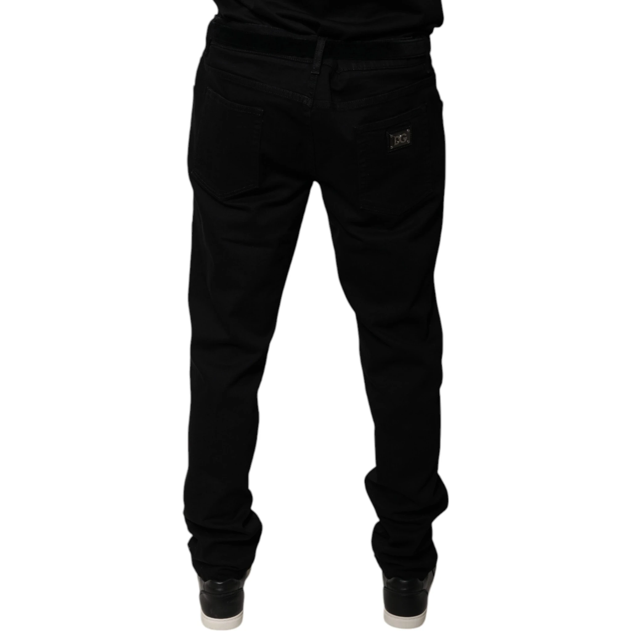 Black Logo Cotton Stretch Skinny Denim Jeans