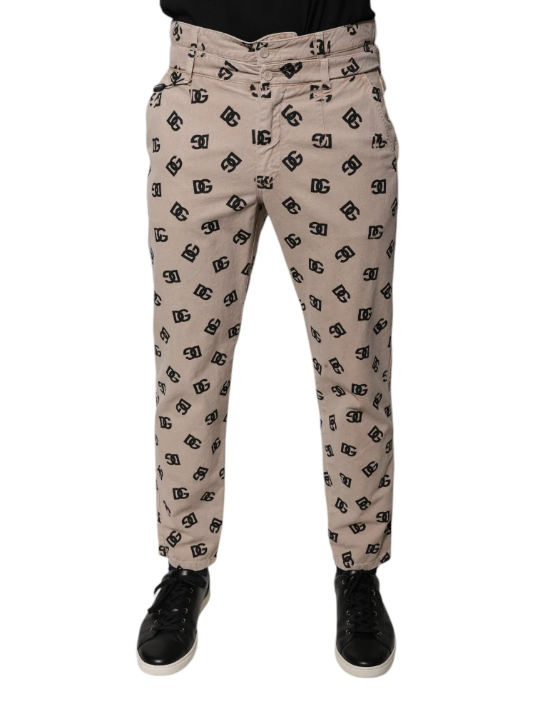 Beige Logo Cotton Skinny Denim Jeans