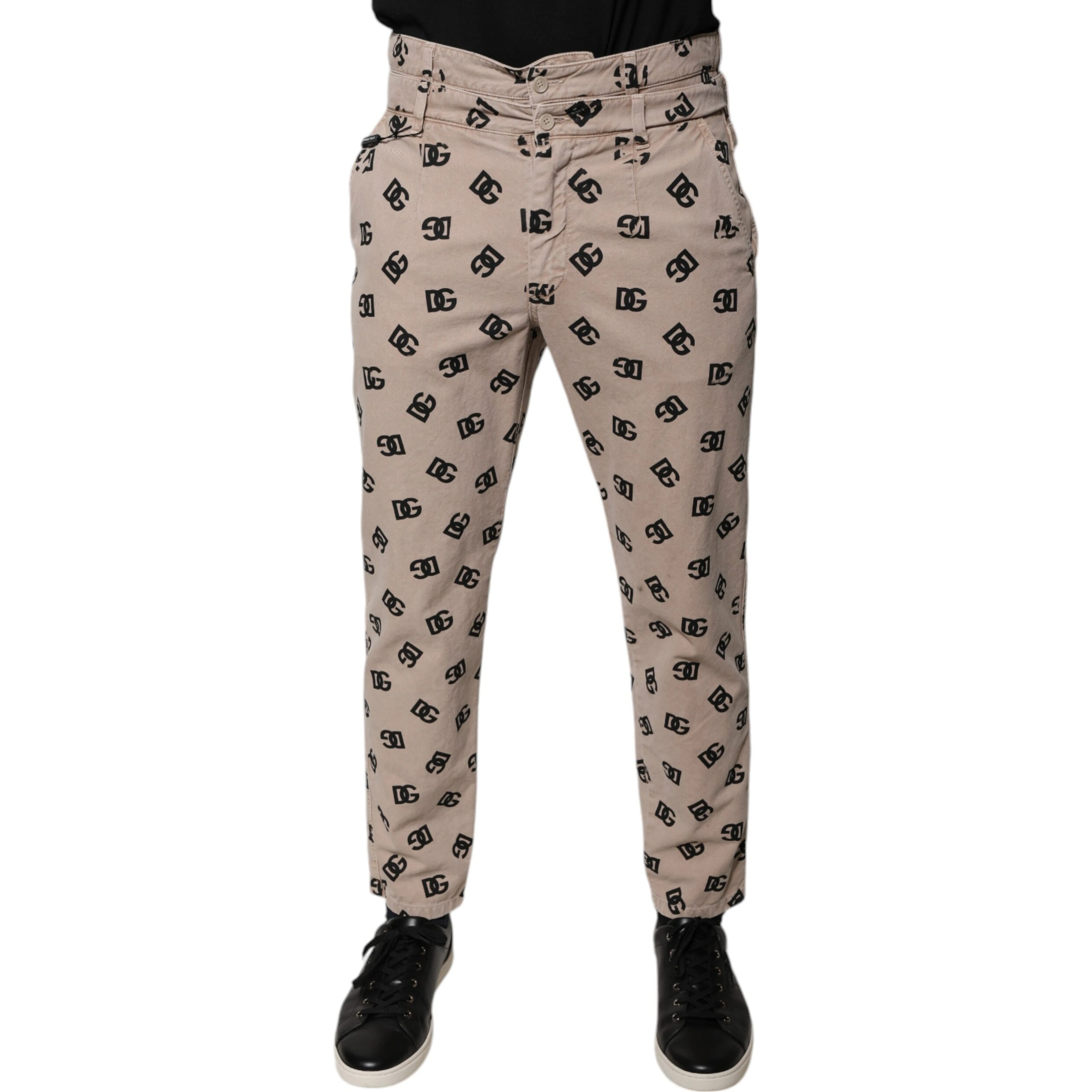 Beige Logo Cotton Skinny Denim Jeans