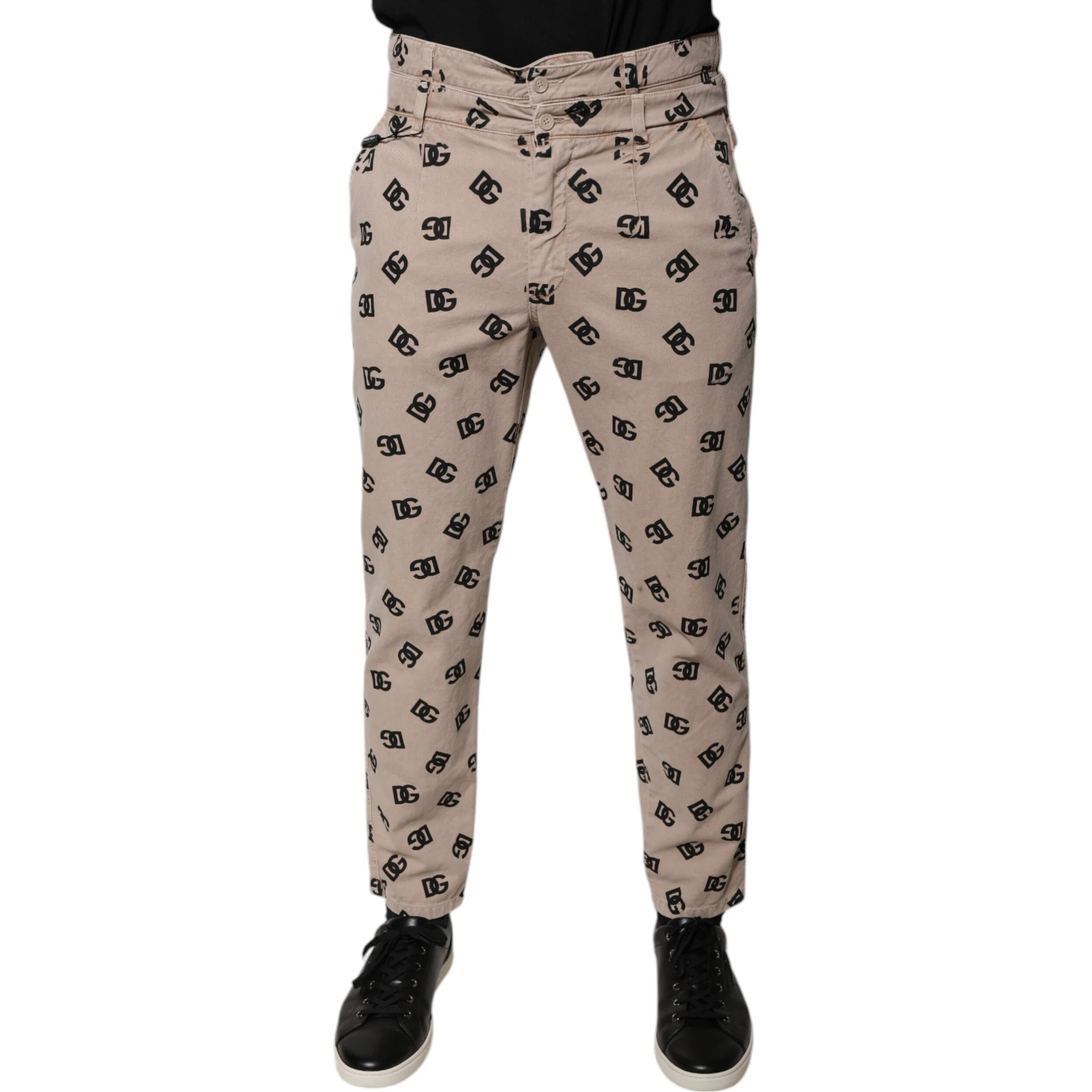 Beige Logo Cotton Skinny Denim Jeans